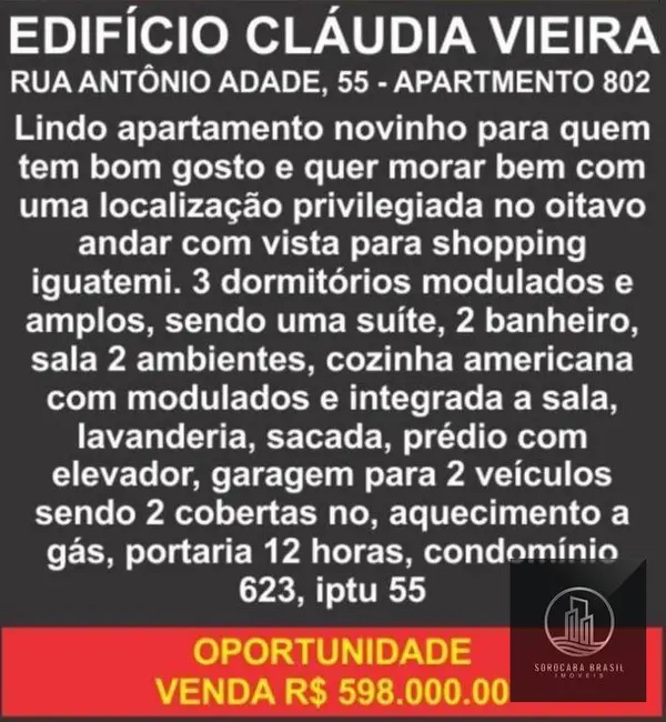 Foto 2 de Apartamento com 3 quartos à venda, 90m2 em Parque Campolim, Sorocaba - SP