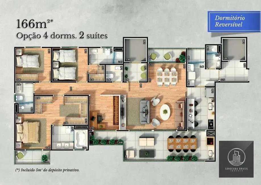 Foto 6 de Apartamento com 4 quartos à venda, 166m2 em Jardim América, Sorocaba - SP