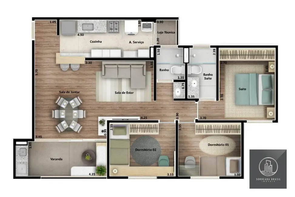 Foto 5 de Apartamento com 3 quartos à venda, 88m2 em Jardim do Paço, Sorocaba - SP