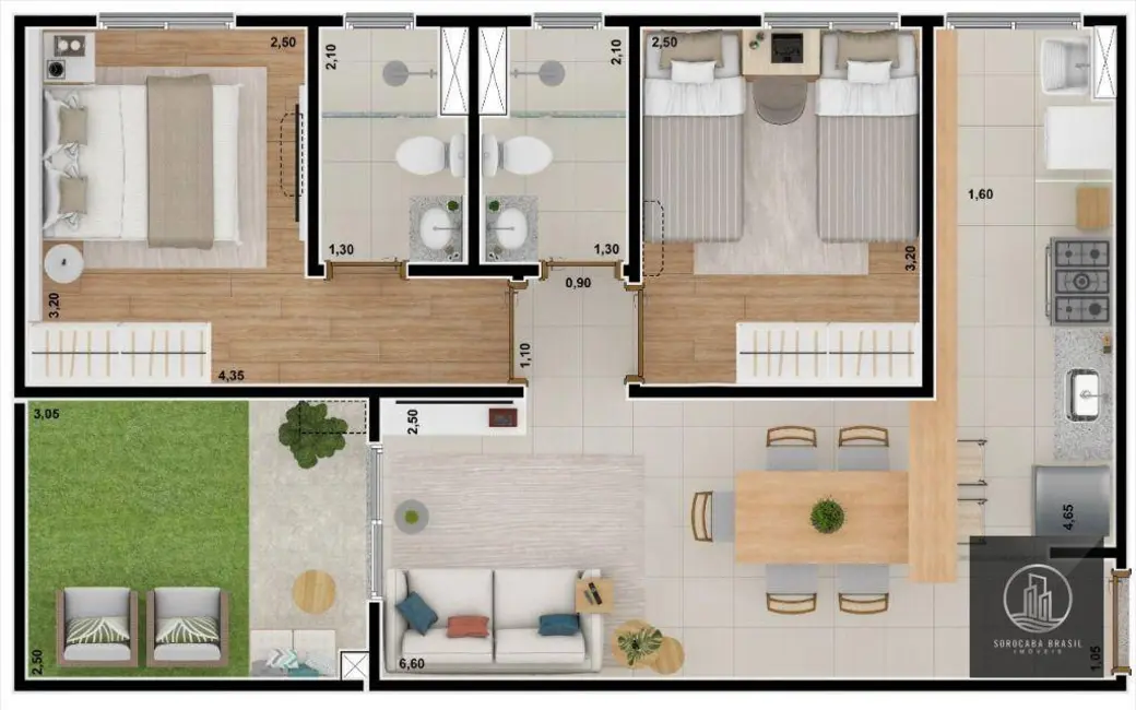 Apartamento com 2 quartos à venda, 55m2 em Jardim Europa, Sorocaba - SP - imagem 3 Foto 3 de Apartamento com 2 quartos à venda, 55m2 em Jardim Europa, Sorocaba - SP