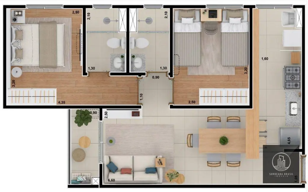 Foto 2 de Apartamento com 2 quartos à venda, 55m2 em Jardim Europa, Sorocaba - SP