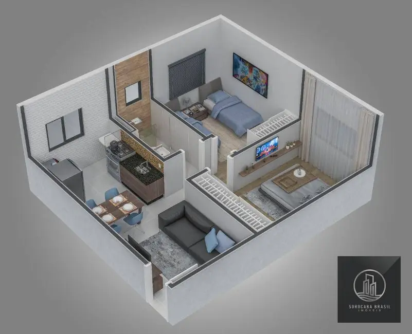 Foto 2 de Apartamento com 2 quartos à venda, 46m2 em Quintais do Imperador, Sorocaba - SP