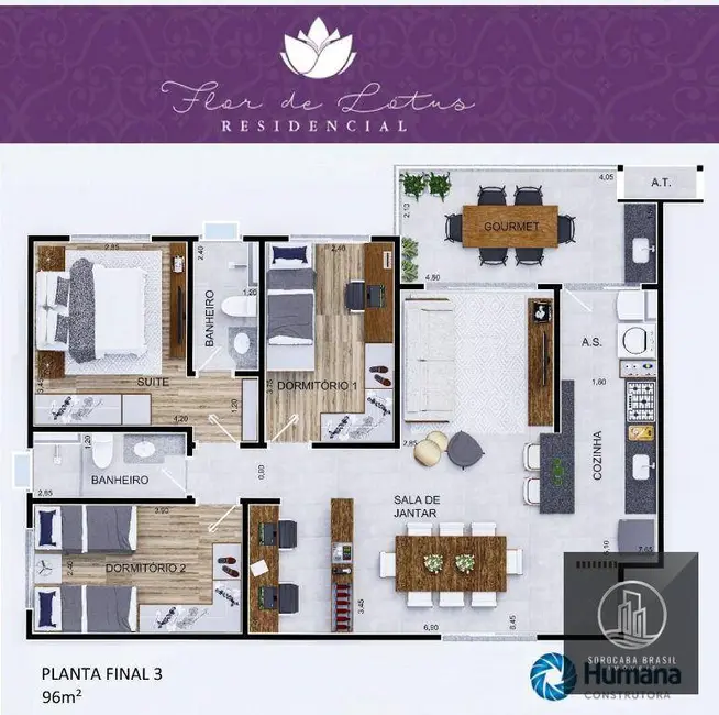Apartamento com 3 quartos à venda, 96m2 em Sorocaba - SP - imagem 2 Foto 2 de Apartamento com 3 quartos à venda, 96m2 em Sorocaba - SP