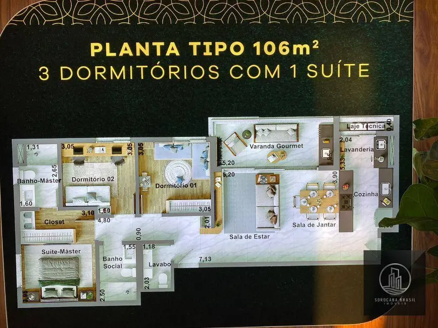 Foto 2 de Apartamento com 3 quartos à venda, 106m2 em Jardim das Colinas, Votorantim - SP