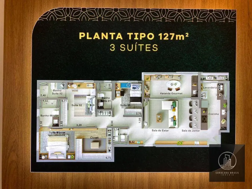 Foto 2 de Apartamento com 3 quartos à venda, 127m2 em Jardim Portal da Colina, Sorocaba - SP
