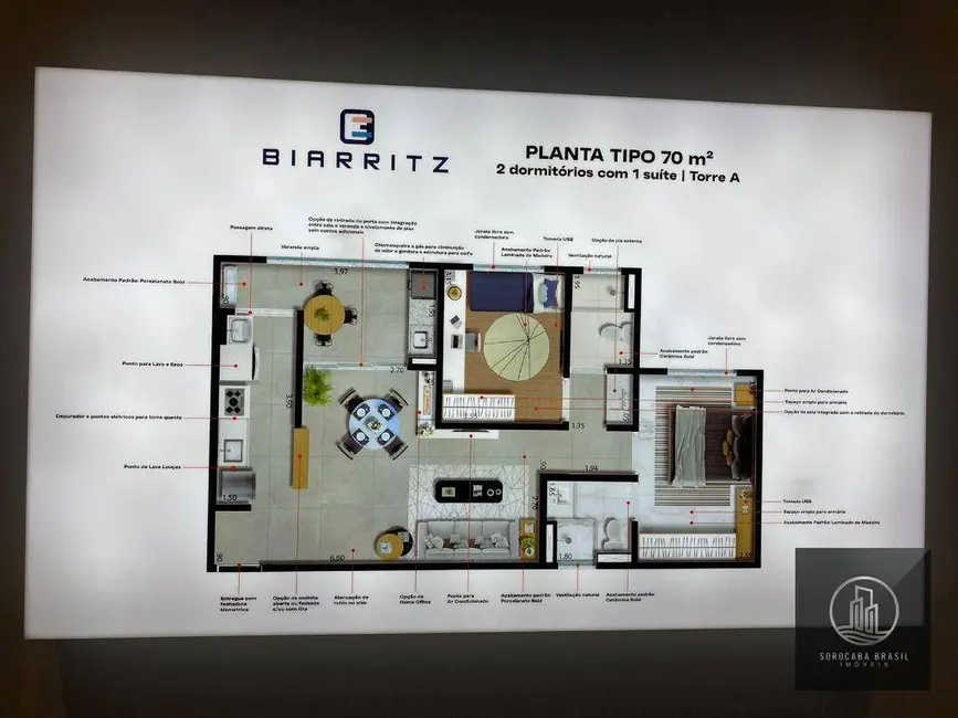 Apartamento com 2 quartos à venda, 70m2 em Parque Campolim, Sorocaba - SP - imagem 3 Foto 3 de Apartamento com 2 quartos à venda, 70m2 em Parque Campolim, Sorocaba - SP