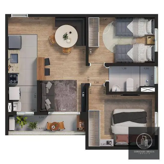 Foto 4 de Apartamento com 2 quartos à venda, 52m2 em Vila Rica, Sorocaba - SP