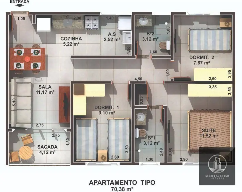 Foto 7 de Apartamento com 3 quartos à venda, 70m2 em Aracoiaba Da Serra - SP