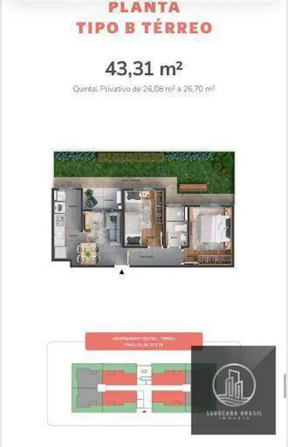 Foto 5 de Apartamento com 2 quartos à venda, 43m2 em Sorocaba - SP