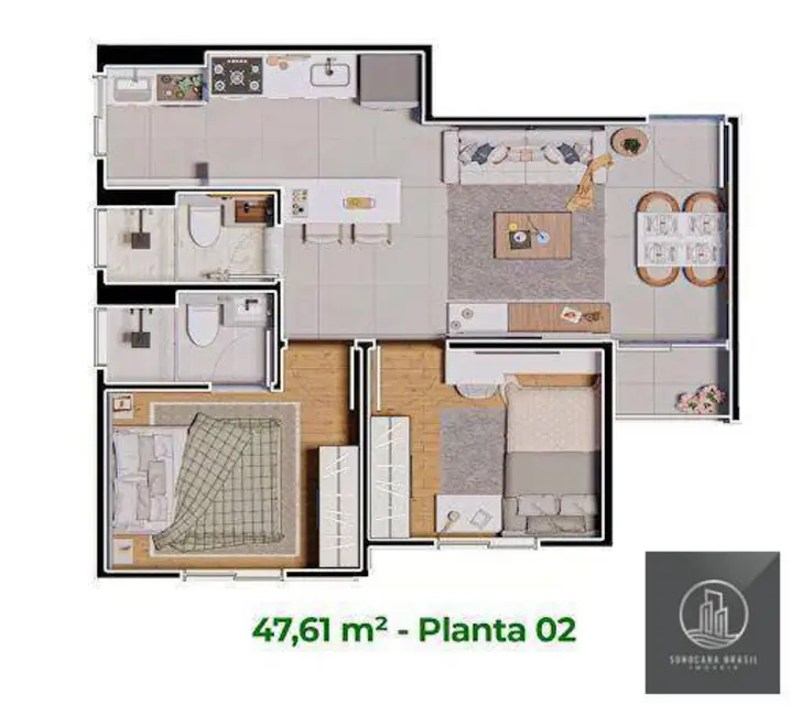 Apartamento com 2 quartos à venda, 47m2 em Chácaras Reunidas São Jorge, Sorocaba - SP - imagem 3 Foto 3 de Apartamento com 2 quartos à venda, 47m2 em Chácaras Reunidas São Jorge, Sorocaba - SP
