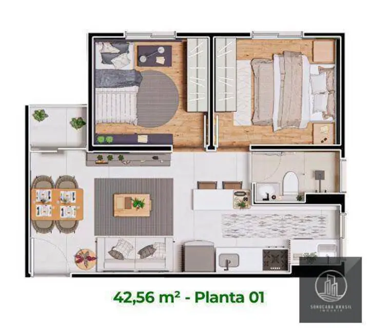 Apartamento com 2 quartos à venda, 47m2 em Chácaras Reunidas São Jorge, Sorocaba - SP - imagem 5 Foto 5 de Apartamento com 2 quartos à venda, 47m2 em Chácaras Reunidas São Jorge, Sorocaba - SP