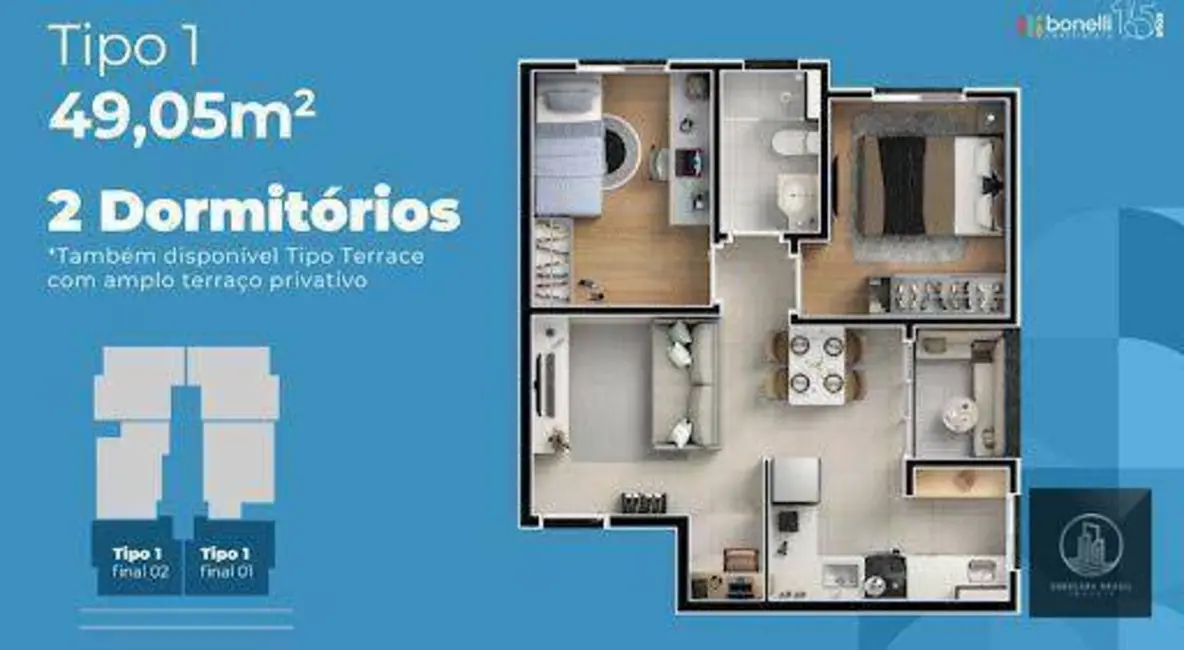 Foto 3 de Apartamento com 2 quartos à venda, 49m2 em Rio Acima, Votorantim - SP