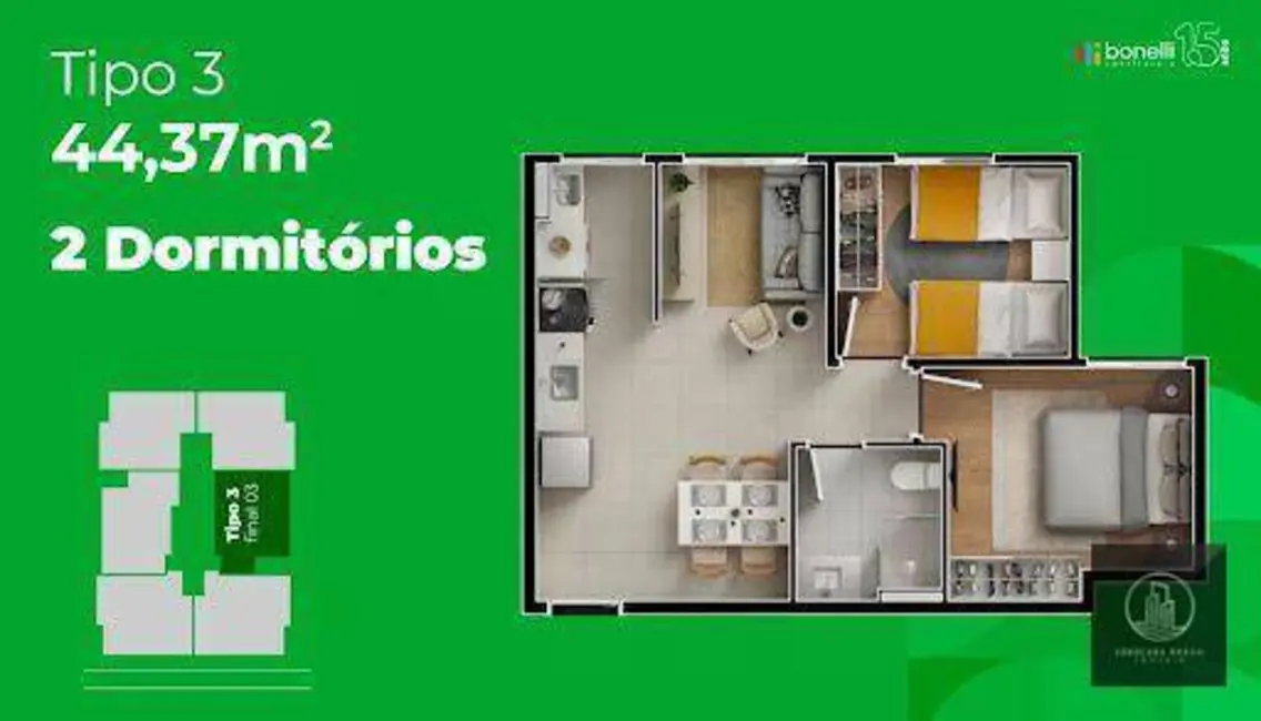 Foto 5 de Apartamento com 2 quartos à venda, 49m2 em Rio Acima, Votorantim - SP