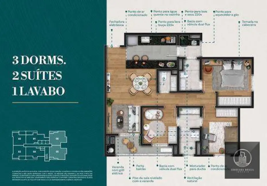 Apartamento com 2 quartos à venda, 73m2 em Parque Campolim, Sorocaba - SP - imagem 3 Foto 3 de Apartamento com 2 quartos à venda, 73m2 em Parque Campolim, Sorocaba - SP