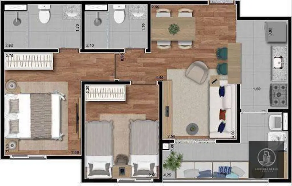 Apartamento com 2 quartos à venda, 61m2 em Parque Campolim, Sorocaba - SP - imagem 4 Foto 4 de Apartamento com 2 quartos à venda, 61m2 em Parque Campolim, Sorocaba - SP