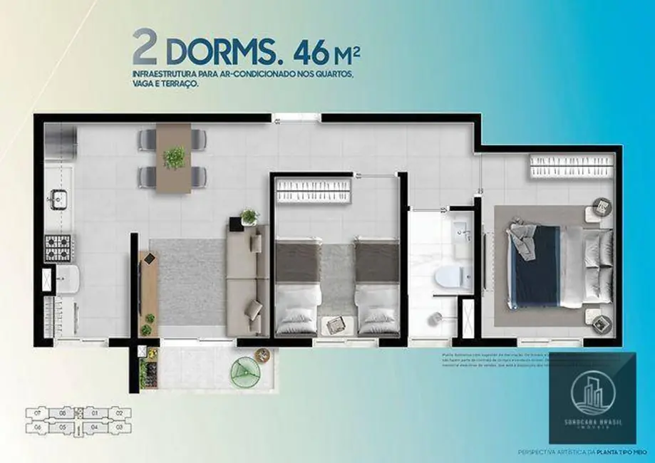 Apartamento com 2 quartos à venda, 45m2 em Jardim Ibiti do Paço, Sorocaba - SP - imagem 4 Foto 4 de Apartamento com 2 quartos à venda, 45m2 em Jardim Ibiti do Paço, Sorocaba - SP