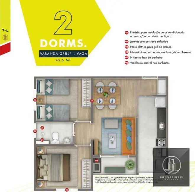 Apartamento com 2 quartos à venda, 47m2 em Vila Angélica, Sorocaba - SP - imagem 3 Foto 3 de Apartamento com 2 quartos à venda, 47m2 em Vila Angélica, Sorocaba - SP