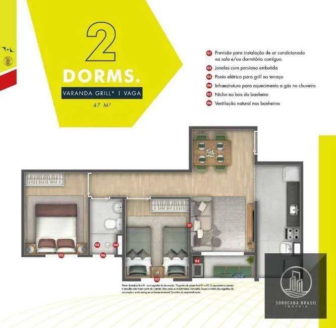 Apartamento com 2 quartos à venda, 47m2 em Vila Angélica, Sorocaba - SP - imagem 2 Foto 2 de Apartamento com 2 quartos à venda, 47m2 em Vila Angélica, Sorocaba - SP