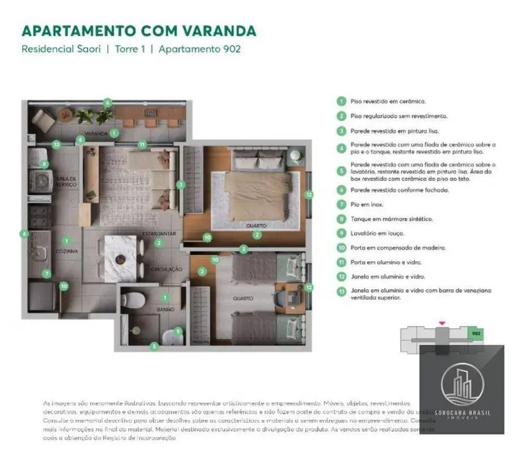 Apartamento com 2 quartos à venda, 43m2 em Jardim Novo Horizonte, Sorocaba - SP - imagem 3 Foto 3 de Apartamento com 2 quartos à venda, 43m2 em Jardim Novo Horizonte, Sorocaba - SP