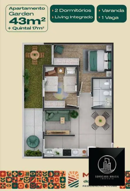 Apartamento com 2 quartos à venda, 52m2 em Sorocaba - SP - imagem 5 Foto 5 de Apartamento com 2 quartos à venda, 52m2 em Sorocaba - SP