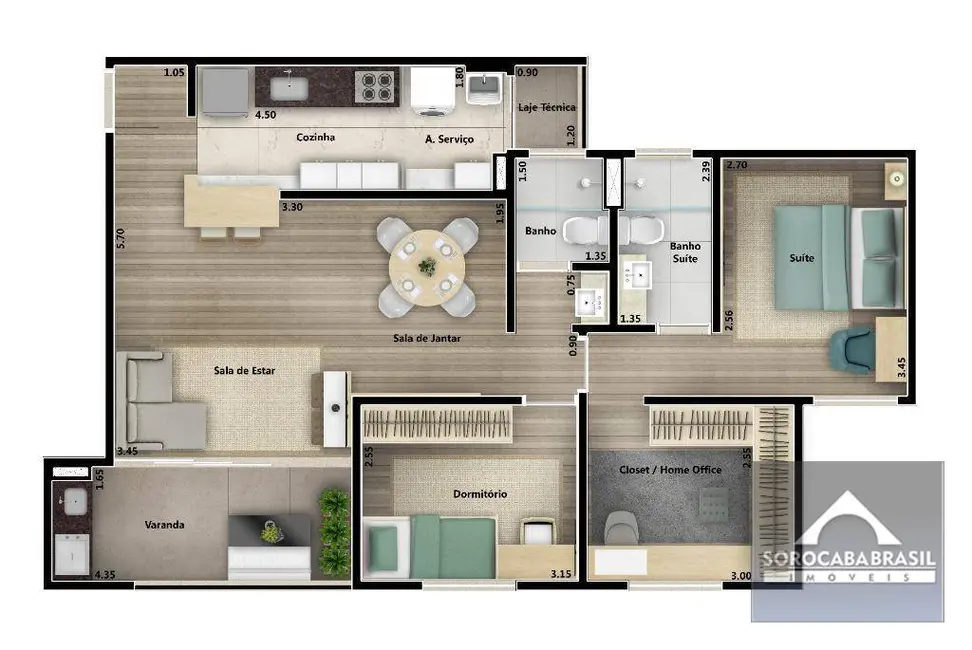 Foto 9 de Apartamento com 2 quartos à venda, 62m2 em Jardim do Paço, Sorocaba - SP