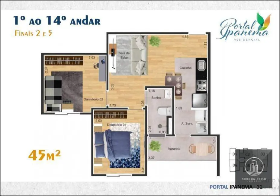 Apartamento com 2 quartos à venda, 56m2 em Jardim Novo Horizonte, Sorocaba - SP - imagem 8 Foto 8 de Apartamento com 2 quartos à venda, 56m2 em Jardim Novo Horizonte, Sorocaba - SP