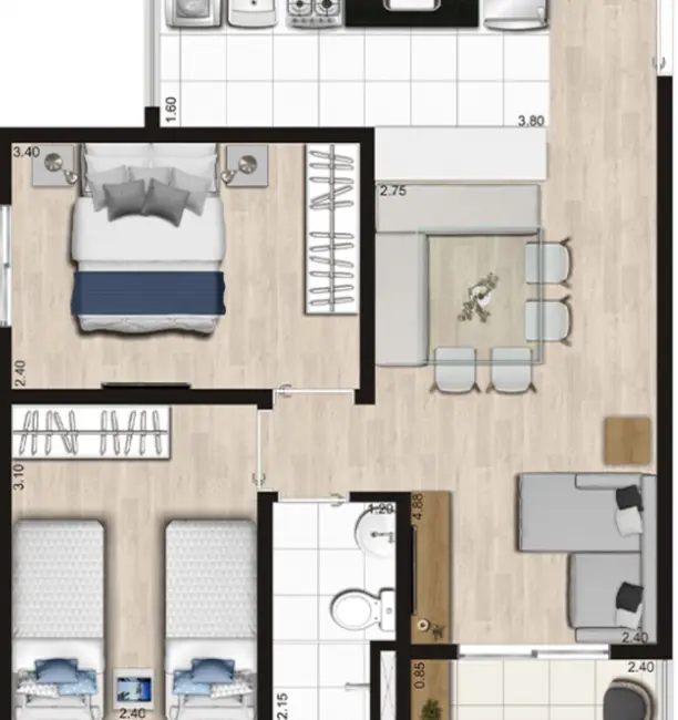 Apartamento com 2 quartos à venda, 48m2 em Sacomã, São Paulo - SP - imagem 8 Foto 8 de Apartamento com 2 quartos à venda, 48m2 em Sacomã, São Paulo - SP