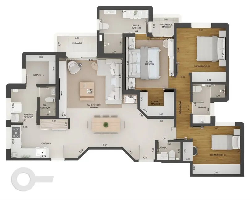 Apartamento com 3 quartos à venda, 120m2 em Moema, São Paulo - SP - imagem 9 Foto 9 de Apartamento com 3 quartos à venda, 120m2 em Moema, São Paulo - SP