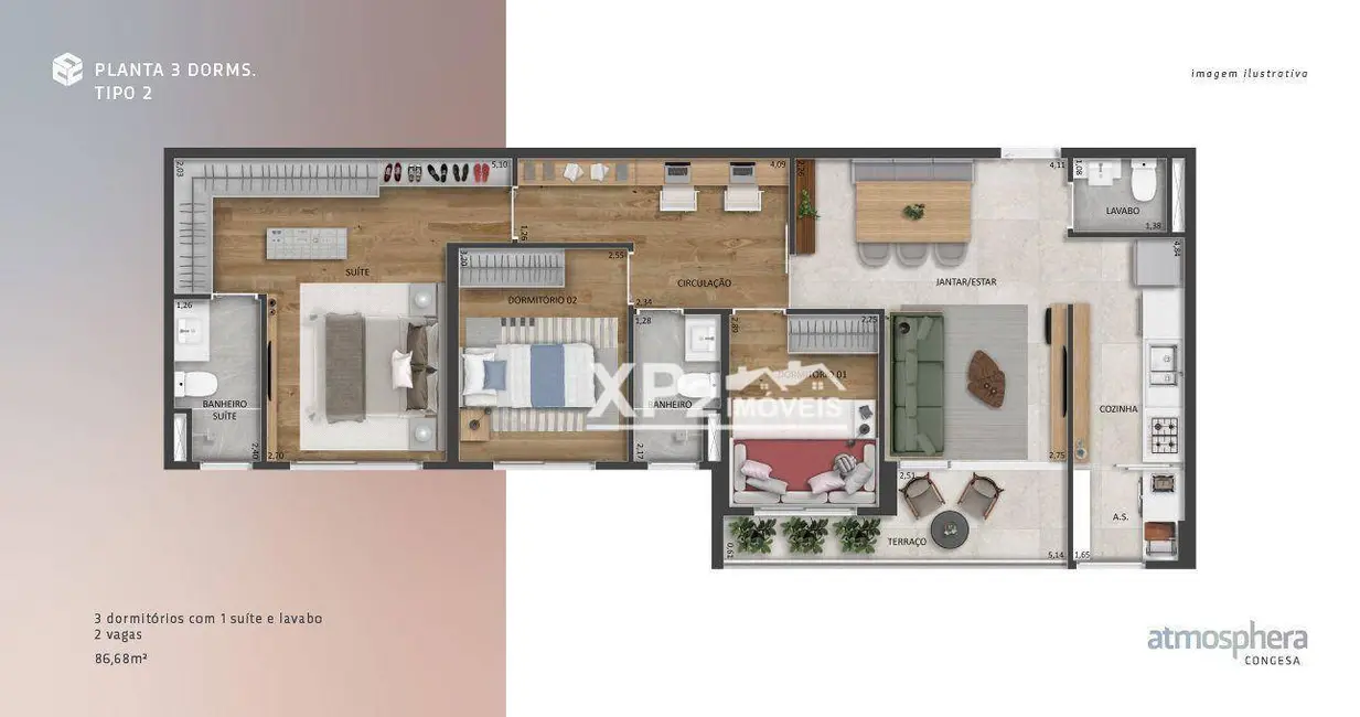 Foto 2 de Apartamento com 3 quartos à venda, 86m2 em Cidade Nova I, Indaiatuba - SP
