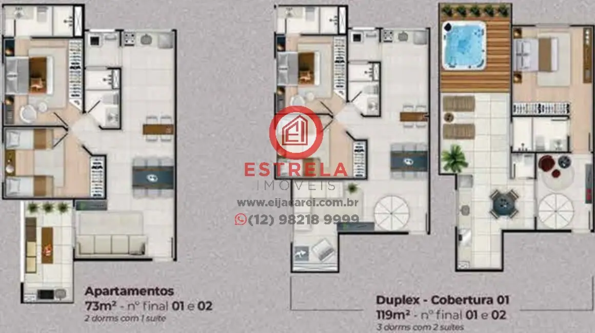 Foto 7 de Apartamento com 2 quartos à venda, 69m2 em Parque Santo Antônio, Jacarei - SP