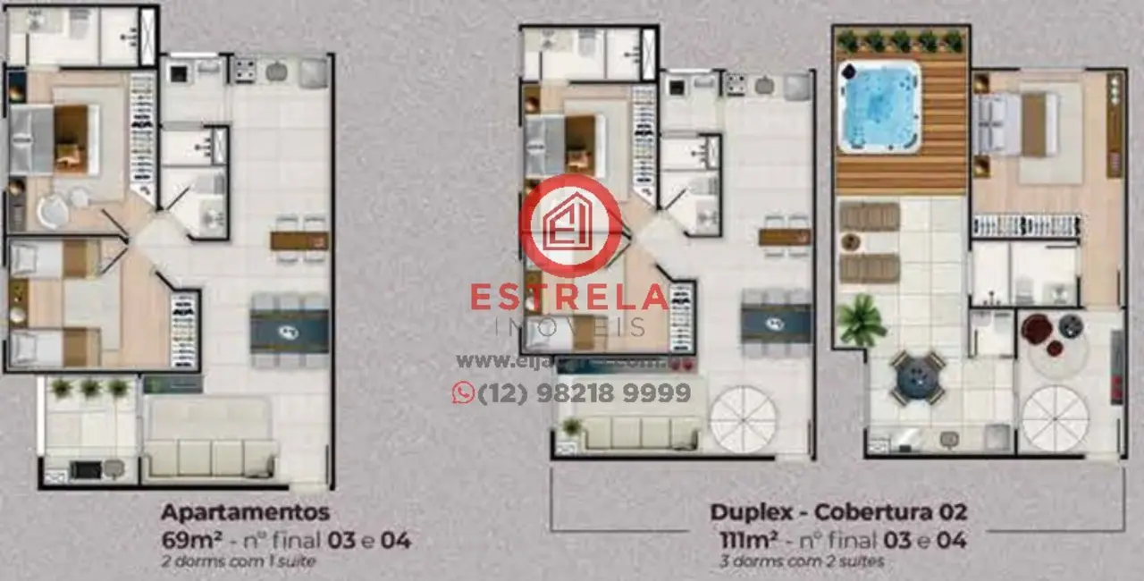 Foto 6 de Apartamento com 2 quartos à venda, 69m2 em Parque Santo Antônio, Jacarei - SP