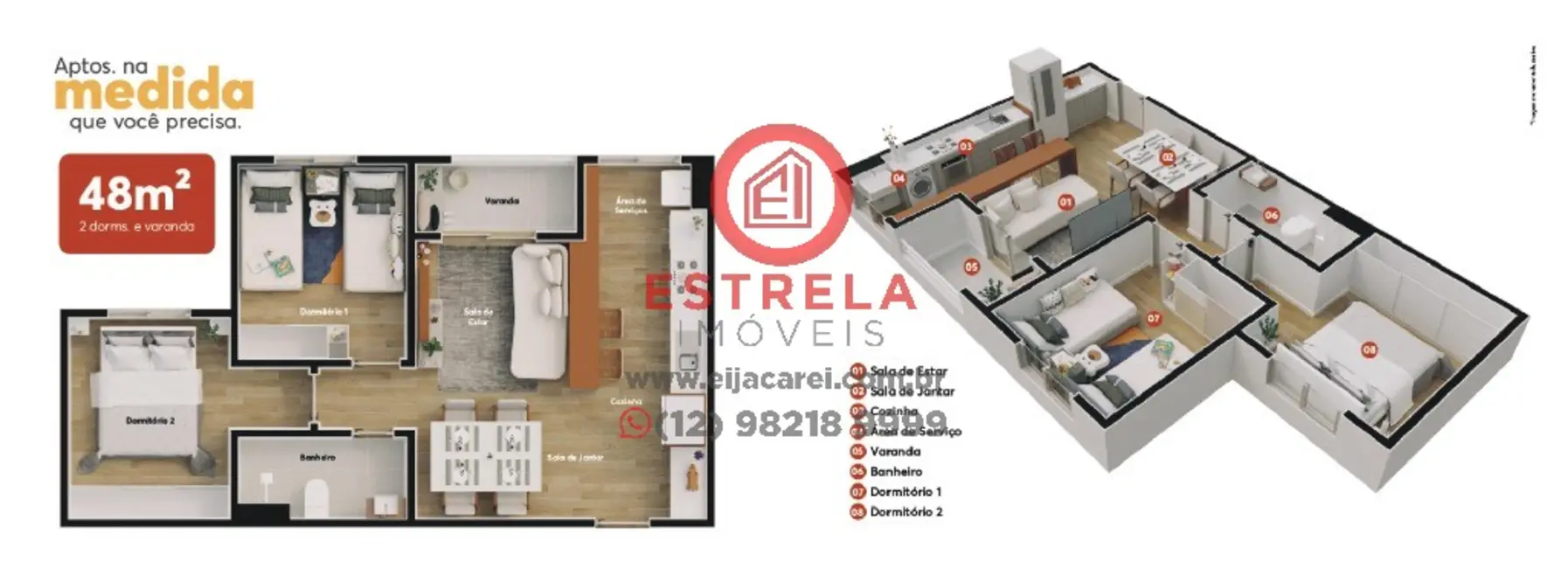 Foto 6 de Apartamento com 2 quartos à venda, 47m2 em Loteamento Jardim Sol Nascente, Jacarei - SP