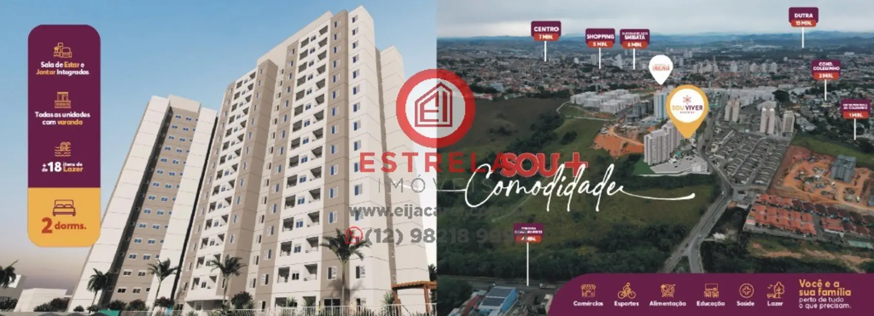 Foto 1 de Apartamento com 2 quartos à venda, 47m2 em Loteamento Jardim Sol Nascente, Jacarei - SP