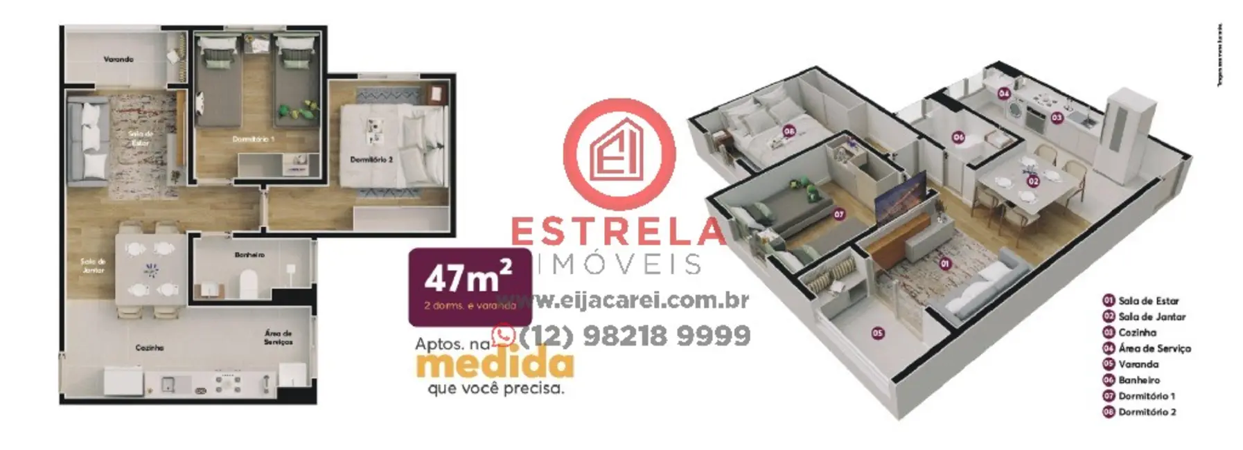 Foto 7 de Apartamento com 2 quartos à venda, 47m2 em Loteamento Jardim Sol Nascente, Jacarei - SP