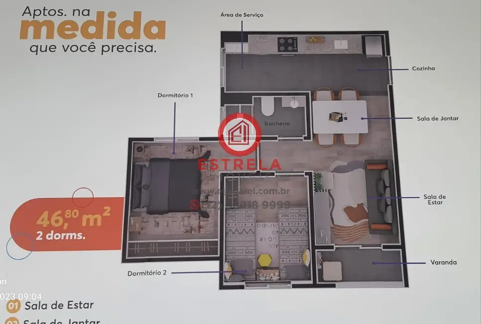 Foto 6 de Apartamento com 2 quartos à venda, 47m2 em Centro, Jacarei - SP