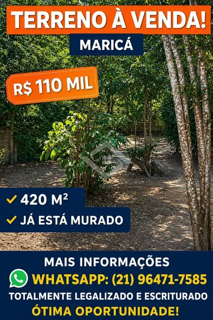 Foto 1 de Terreno / Lote à venda, 420m2 em São José do Imbassaí, Marica - RJ