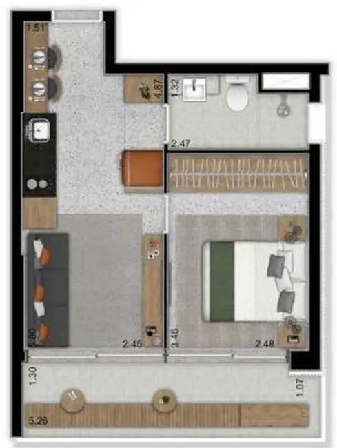 Apartamento com 1 quarto à venda, 38m2 em Moema, São Paulo - SP - imagem 7 Foto 7 de Apartamento com 1 quarto à venda, 38m2 em Moema, São Paulo - SP