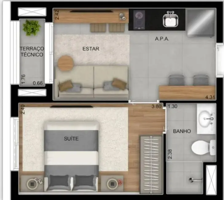 Foto 4 de Apartamento com 1 quarto à venda, 28m2 em Jardim Prudência, São Paulo - SP