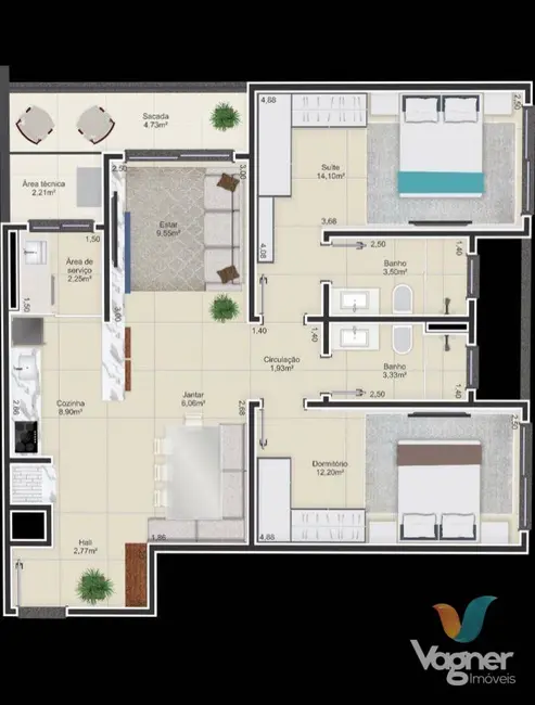 Foto 4 de Apartamento com 2 quartos à venda, 120m2 em Centro, Passo De Torres - SC