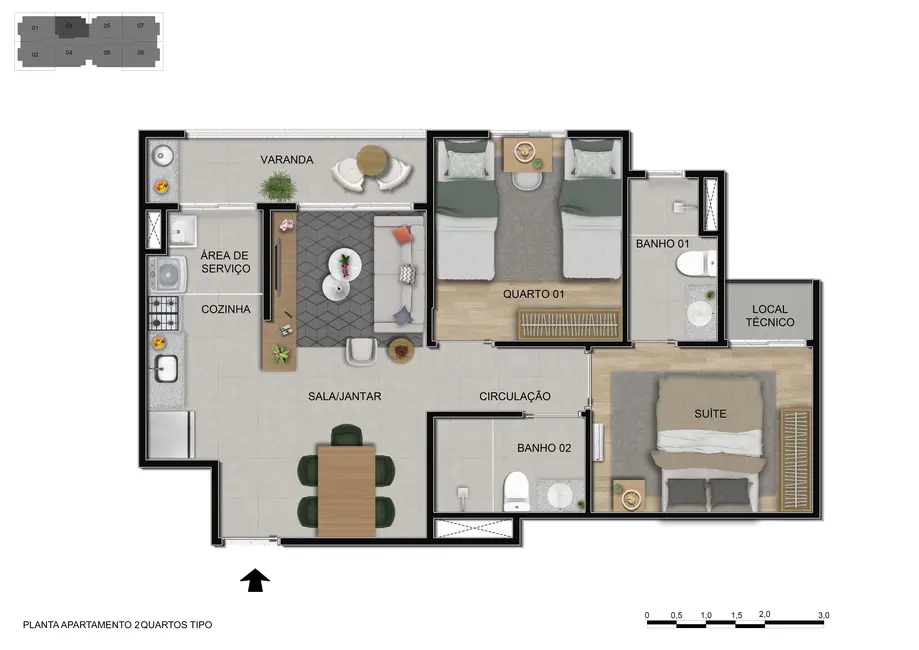 Foto 39 de Apartamento com 3 quartos à venda, 73m2 em Sobradinho, Brasilia - DF
