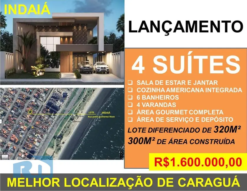 Foto 2 de Casa com 4 quartos à venda, 320m2 em Indaiá, Caraguatatuba - SP