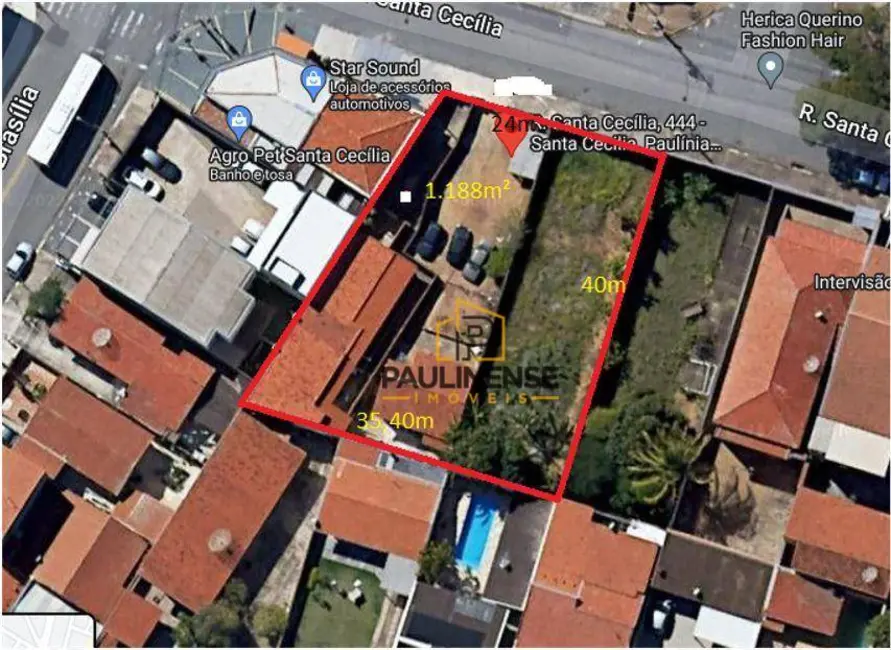 Foto 1 de Terreno / Lote à venda, 1188m2 em Santa Cecília, Paulinia - SP