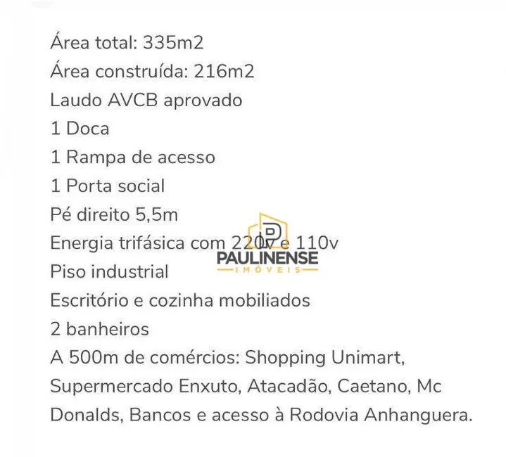 Foto 3 de Armazém / Galpão à venda, 335m2 em Vila São Bento, Campinas - SP