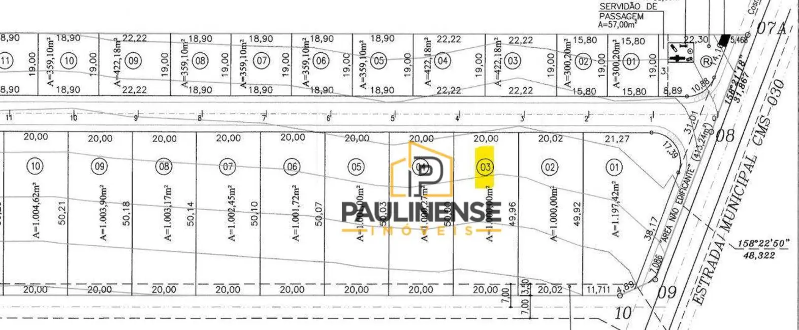 Foto 3 de Terreno / Lote à venda, 1000m2 em João Aranha, Paulinia - SP