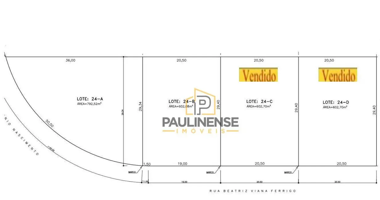 Foto 1 de Terreno / Lote à venda, 602m2 em Nova Veneza, Paulinia - SP