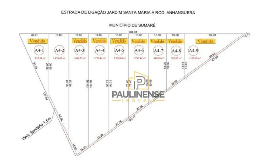 Foto 1 de Terreno / Lote à venda, 1433m2 em Jardim Santa Maria (Nova Veneza), Sumare - SP