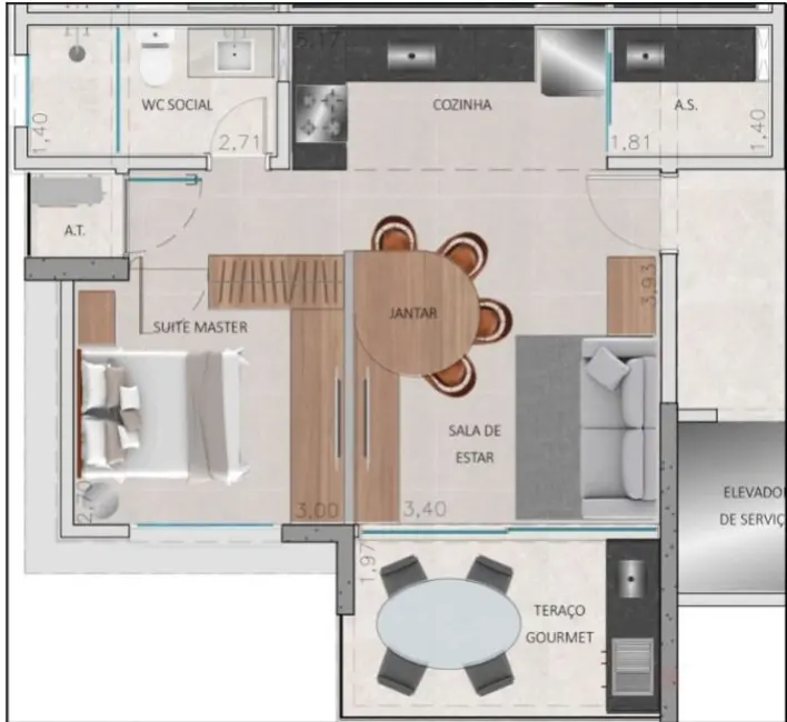 Foto 2 de Kitnet com 1 quarto à venda, 53m2 em Jardim, Santo Andre - SP