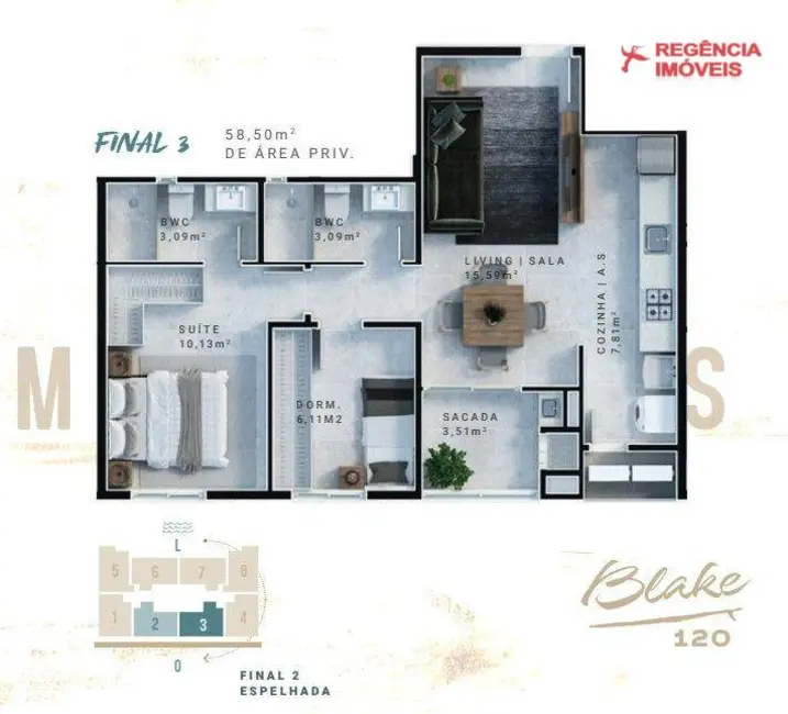 Foto 2 de Apartamento com 2 quartos à venda, 80m2 em Sao Francisco Do Sul - SC