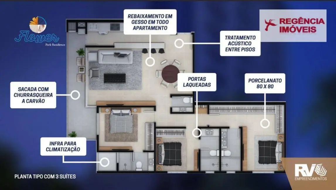 Foto 4 de Apartamento com 2 quartos à venda, 80m2 em Atiradores, Joinville - SC