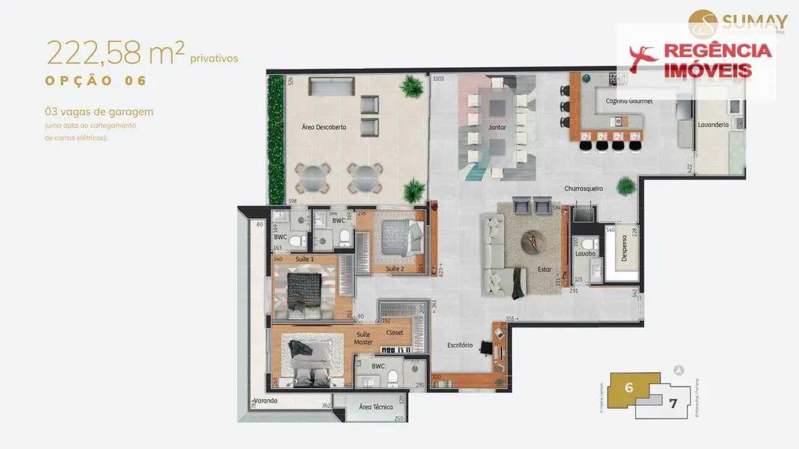 Foto 5 de Apartamento com 3 quartos à venda, 216m2 em América, Joinville - SC